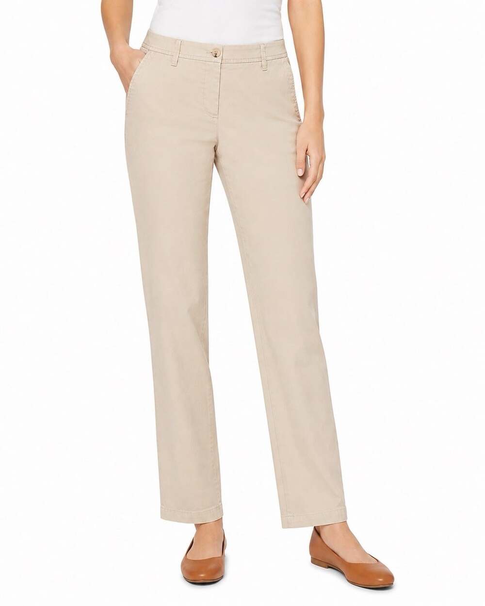Talbots Relaxed Chino Pants Women’s 8 Beige Khaki Stretch Cotton Straight Leg